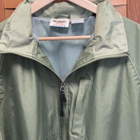 10,000 ft Above Sea Level Men's XL Green Windbreaker Jacket Polyester Coat - Picture 2 of 8